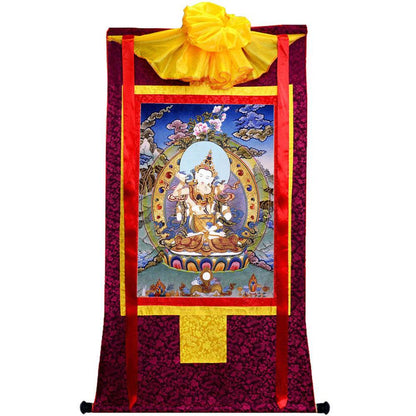 Vajrasattva in Yab Yum - Tibetan thangka painting, view 5