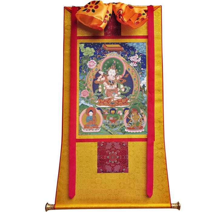 Vajrasattva in Yab Yum - Tibetan thangka painting, view 6