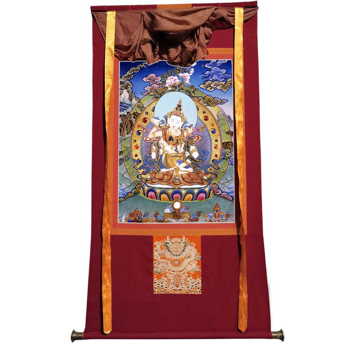 Vajrasattva in Yab Yum - Tibetan thangka painting, view 7