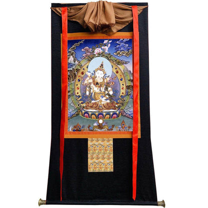 Vajrasattva in Yab Yum - Tibetan thangka painting, view 8