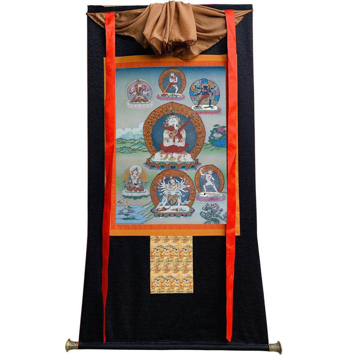 Vajrasattva in Yab Yum - Tibetan thangka painting, view 8