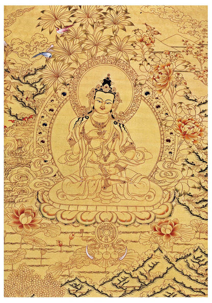Vajrasattva - Tibetan thangka painting, front view