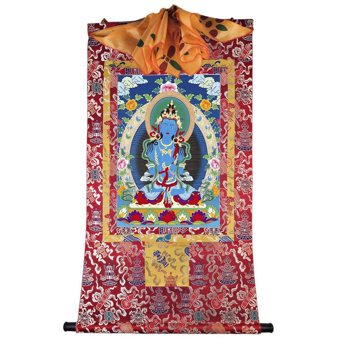Vajrasattva - Tibetan thangka painting, detailed view