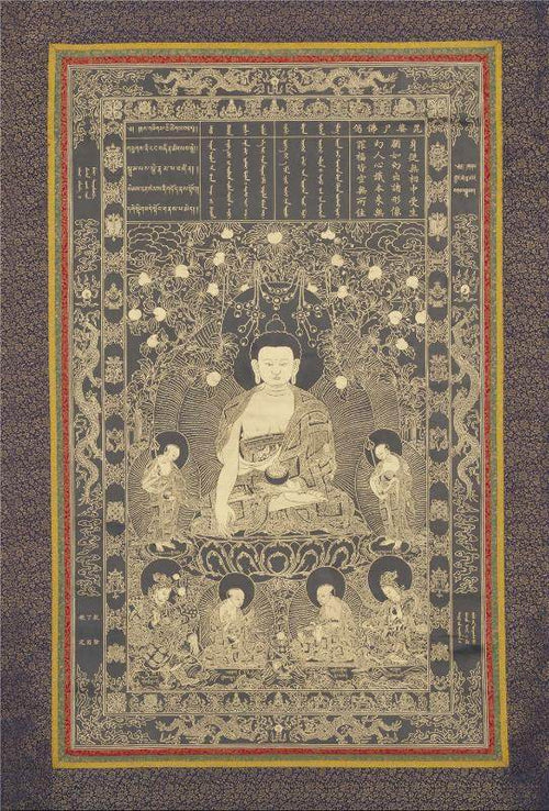 Vipasyin - Tibetan thangka painting, front view