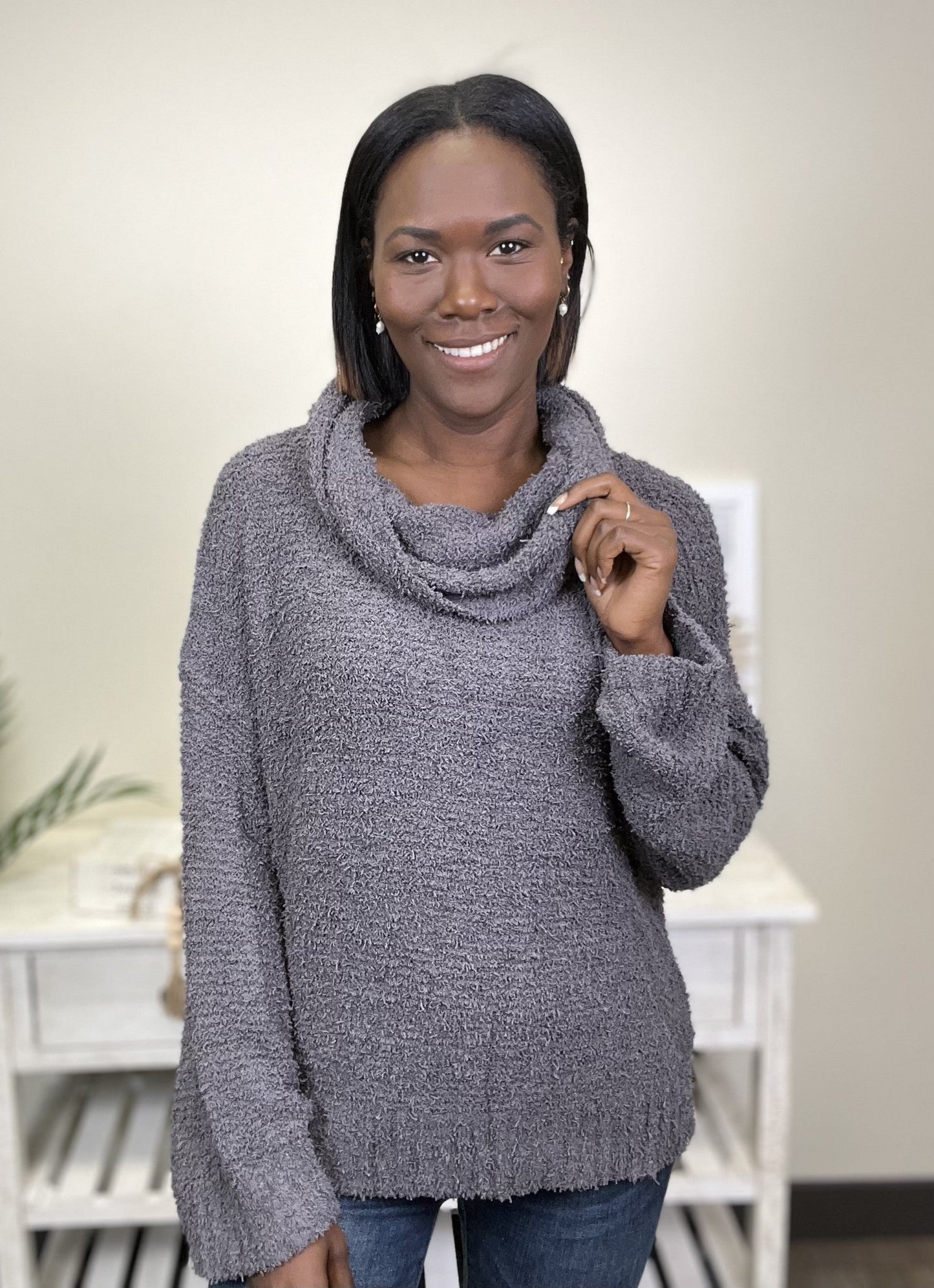 Warm Me Up Women's Solid Cowl Neck Sweater