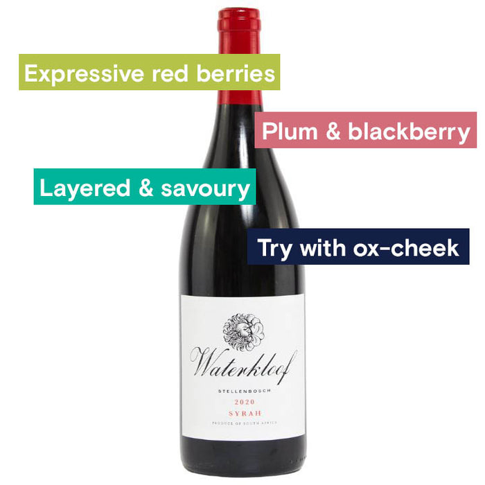 Waterkloof Syrah bottle and tasting notes