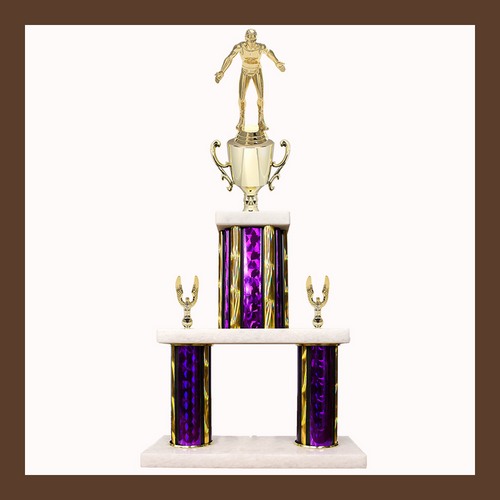 Weightlifting & Wrestling Marble Mini Two Poster Trophy With Cup