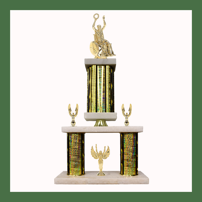 Wheelchair Marble Mini Two Poster Pedestal Trophy