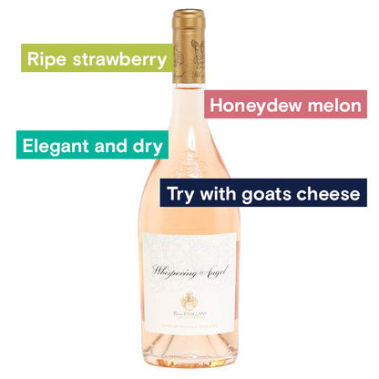 Whispering Angel bottle and tasting notes