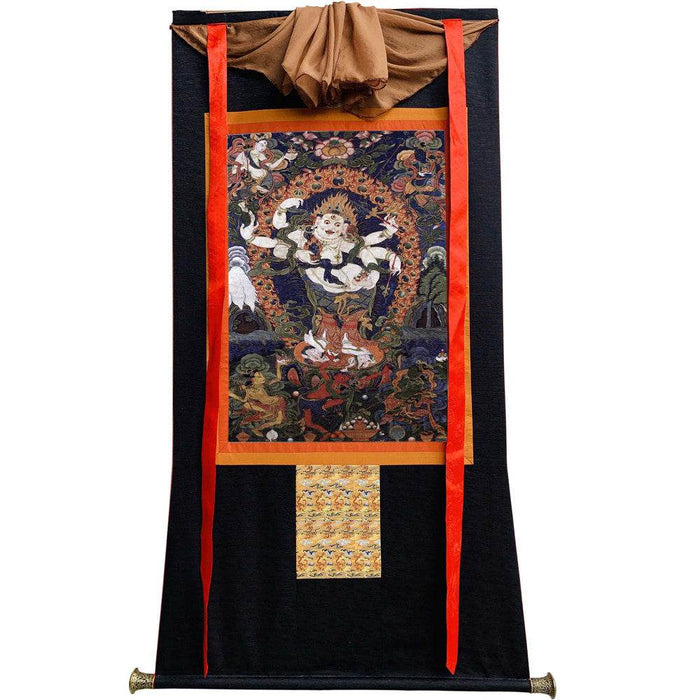 White Mahakala - 17th Century Old Version - Tibetan thangka painting, view 8