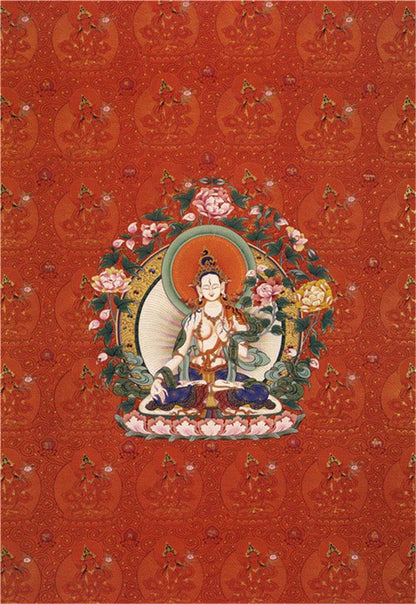 White Tara Image - Tibetan thangka painting, front view
