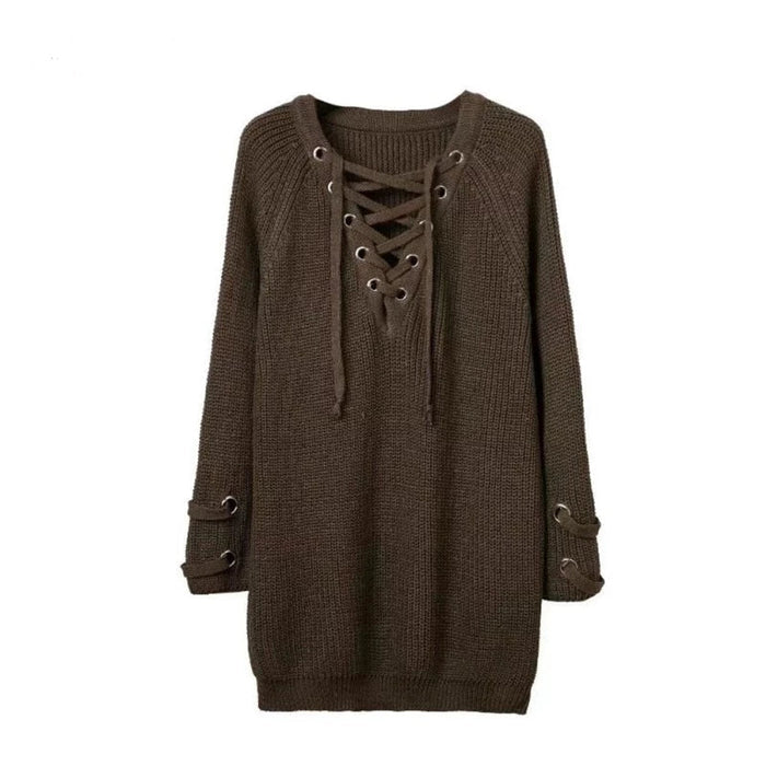Women Knitted Pullover V Neck Sweater-TopOnlineBargains.Com