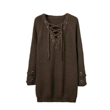 Women Knitted Pullover V Neck Sweater-TopOnlineBargains.Com