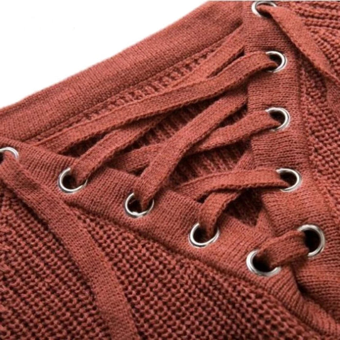 Women Knitted Pullover V Neck Sweater-TopOnlineBargains.Com