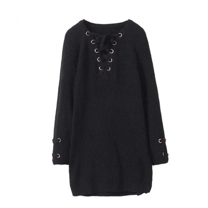 Women Knitted Pullover V Neck Sweater-TopOnlineBargains.Com