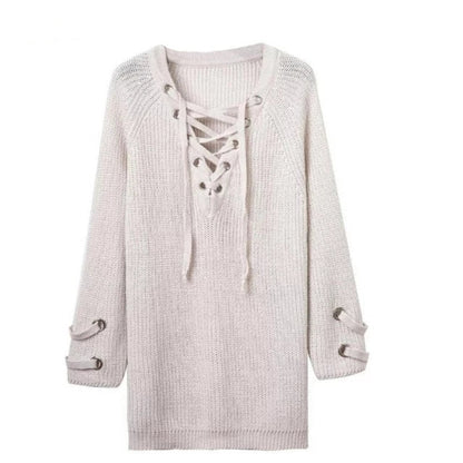 Women Knitted Pullover V Neck Sweater-TopOnlineBargains.Com