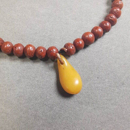 Yak Bone Bead Counter Pendant,Mani Jewel Amulet for Mala - Tibetan Buddhist mala beads, detailed view