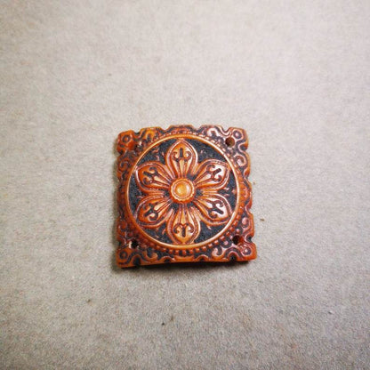 Yak Bone Carved Mandala Amulet Badge, Tibetan Buddhist Prayer Wheel Pendant,Dhar - Tibetan Buddhist amulet, view 5