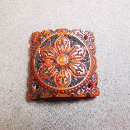Yak Bone Carved Mandala Amulet Badge, Tibetan Buddhist Prayer Wheel Pendant,Dhar - Tibetan Buddhist amulet, view 7