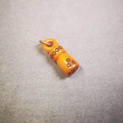 Yak Bone Carved Seal Amulet, Swastika Pattern Stamp Pendant - Tibetan Buddhist amulet, view 6