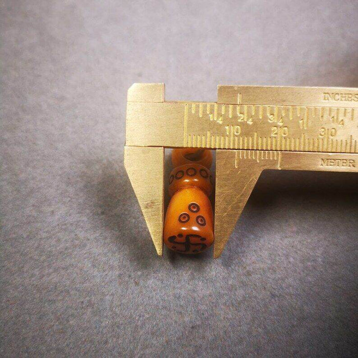 Yak Bone Carved Seal Amulet, Swastika Pattern Stamp Pendant - Tibetan Buddhist amulet, view 7
