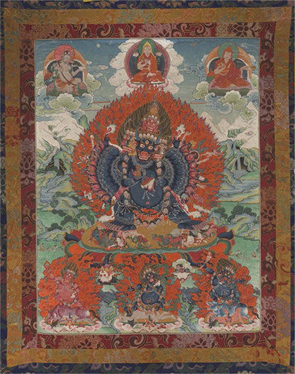 Yamantaka \ Vajrabhairava Image - Tibetan thangka painting, front view