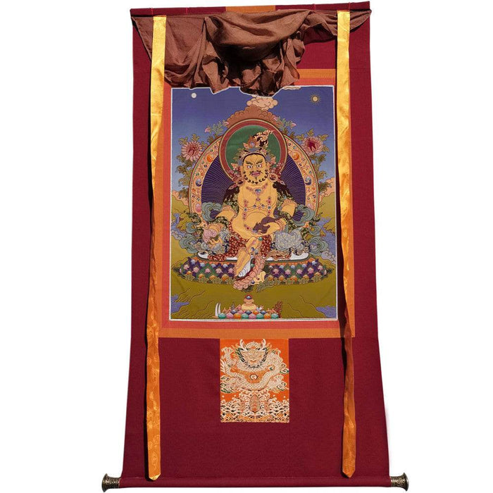 Yellow Jambhala - Tibetan thangka painting, view 7